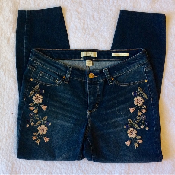 Vintage America Denim - Vintage America | Floral Denim Skinny Jeans